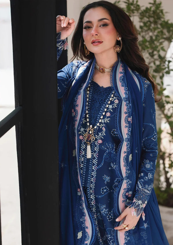 QALAMKAR PREMIUM EMBROIDERED LUXURY LAWN | UNSTITCHED 3-PIECE SUIT V 713