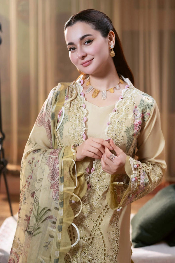 DHANAK UNSTITCH-3PC Embroidered Shirt with Digital Printed WOOL SHAL-523W