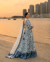 FAIZA SAQLAIN3PC LAWN EMBROIDERED SHIRT WITH NET EMBROIDERED DUPATTA AND TROUSER V718