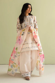 3 Piece Digital Printed Lawn Shirt with Silk Dupatta BQ 423