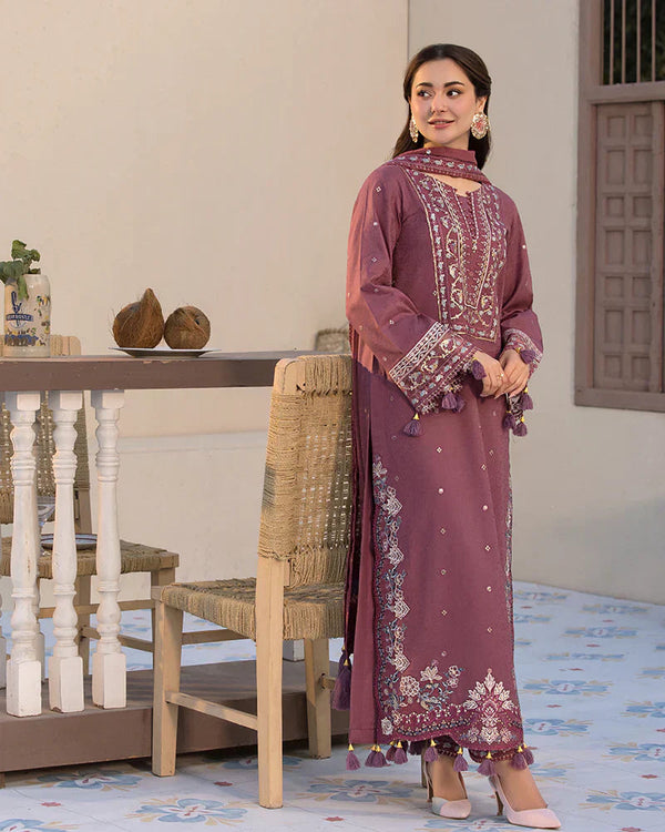 Dhanak-3PC Embroidered Shirt with Chiffon Embroidered Dupatta-1321W