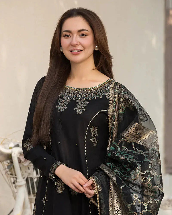 Dhanak -3PC Embroidered Shirt with Digital Printed Silk Dupatta-109