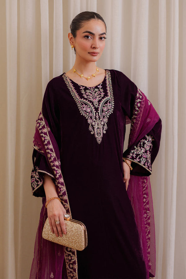 VELVET 3PC EMBROIDERED WITH CHIFFION EMBROIDERED DUPATTA V65