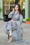 3 Piece - Unstitched Fully Embroidered DhanakFabric v48