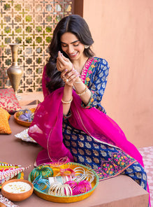 3 Pcs Digital Printed Lawn Shirt Trouser and Dupatta with Embroidered Patches C-505