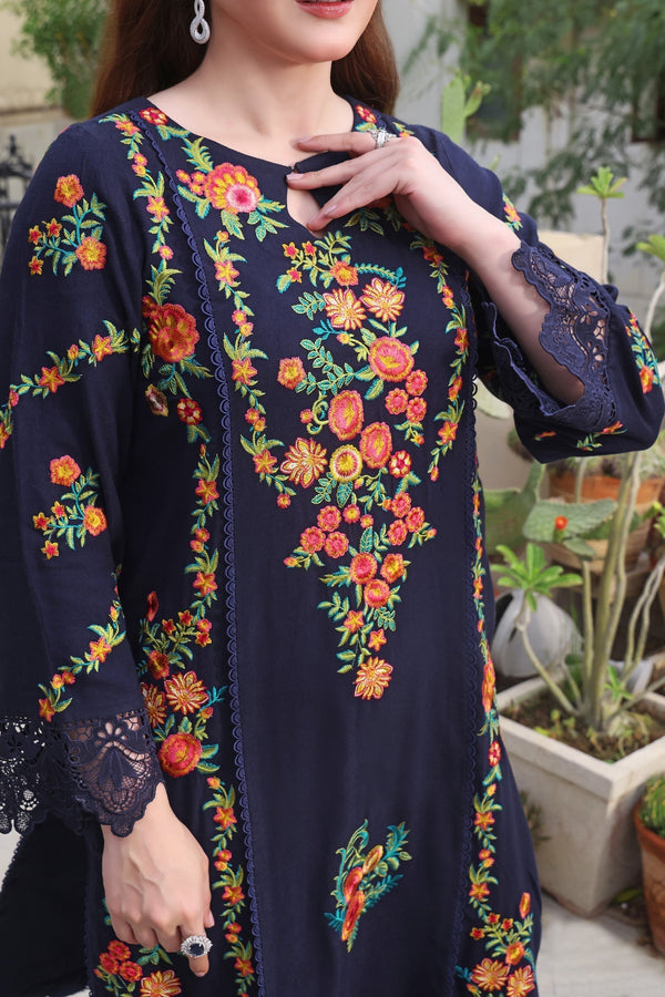 3PC Lawn EMBROIDERED SHIRT WITH COURTRAI PRINTED Dupatta & TROUSERL 676