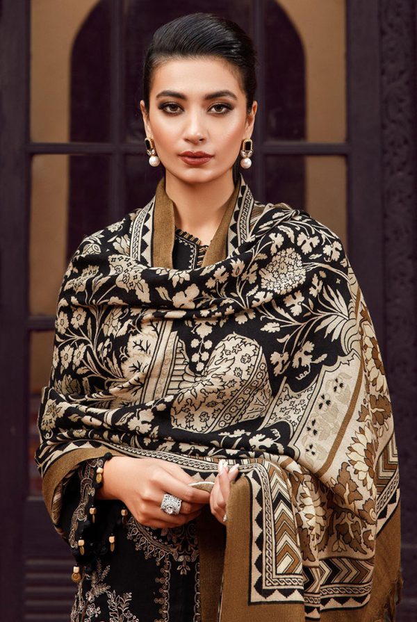 3PC-Heavy Embroidery Dhanak Stuff With Printed Wool Shawl MB-1160