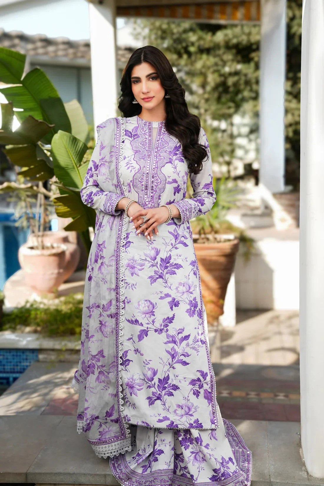 ANEELAS UNSTICH PRINTED LAWN EMBROIDERY DRESS 3 PIECE  518