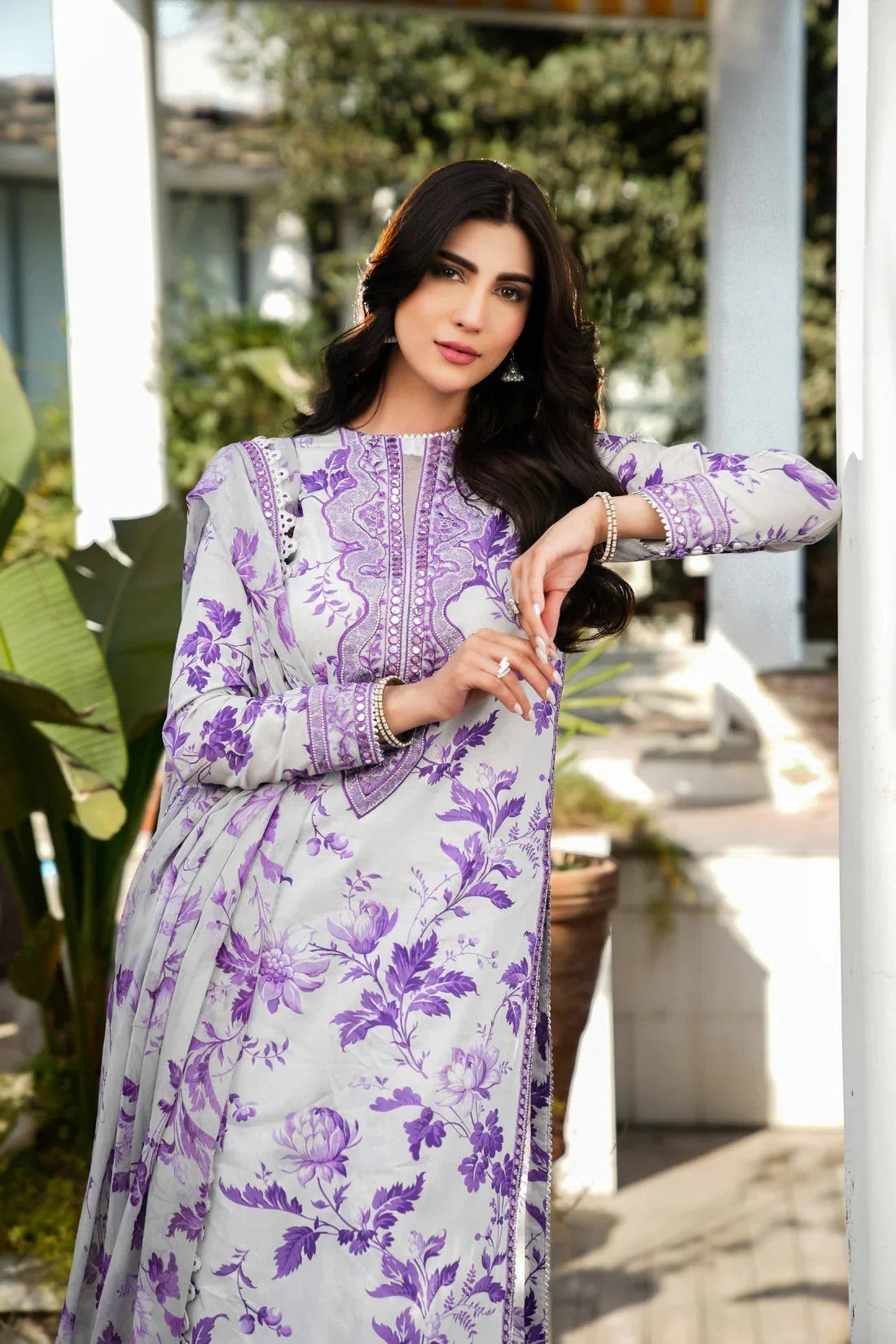 ANEELAS PRINTED LELIN   EMBROIDERY UNSTITCH DRESS 3 PIECE 518W