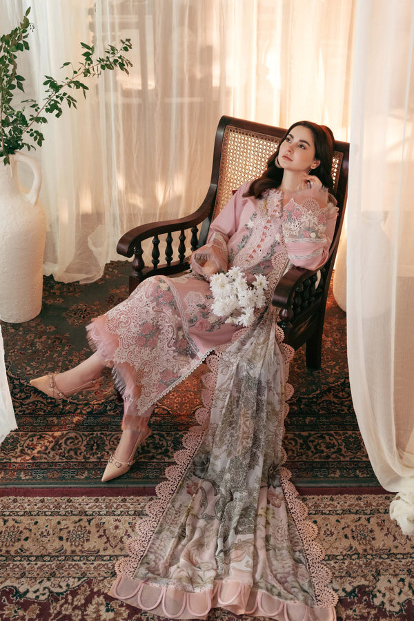 3PC DHANAK EMBROIDERED SHIRT WITH COUTRAI PRINTED SHAWL AND TROUSER 501