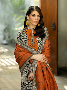 3 Pcs Digital Printed Lawn Shirt Trouser and Dupatta with Embroidered Patches C-504