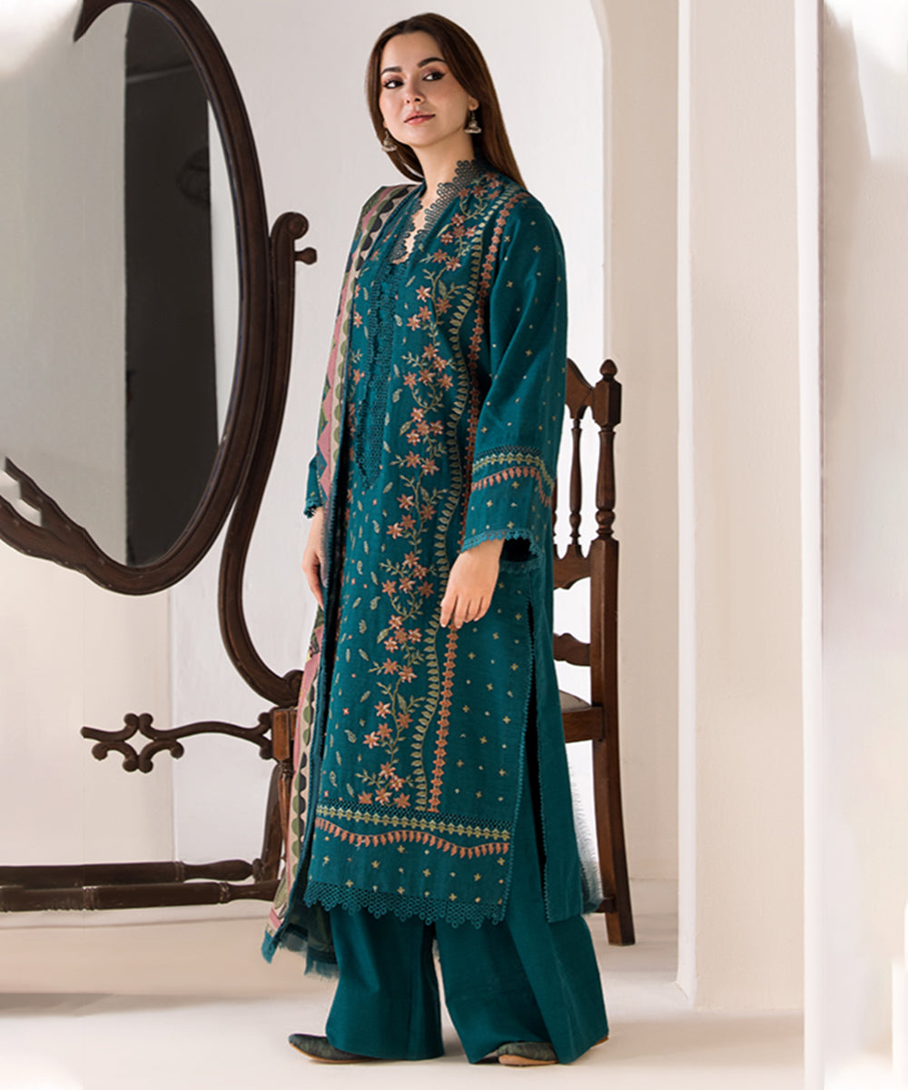 3 Piece Embroidered Lawn Shirt with Printed Poly Lawn Dupatta SN 61