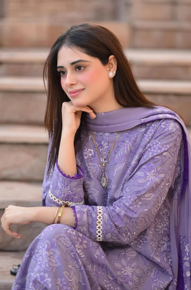 3 Pcs Embroidered Lawn Shirt with Embroidered Chifoon Dupatta BR 2575