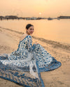 FAIZA SAQLAIN3PC LAWN EMBROIDERED SHIRT WITH NET EMBROIDERED DUPATTA AND TROUSER V718