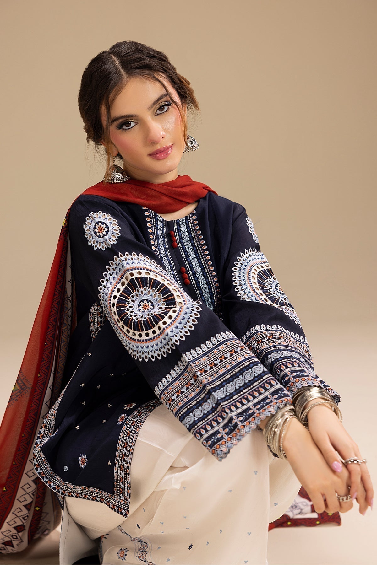 '- UNSTITCHED 3PC DHANAK EMBROIDERED SUIT 241