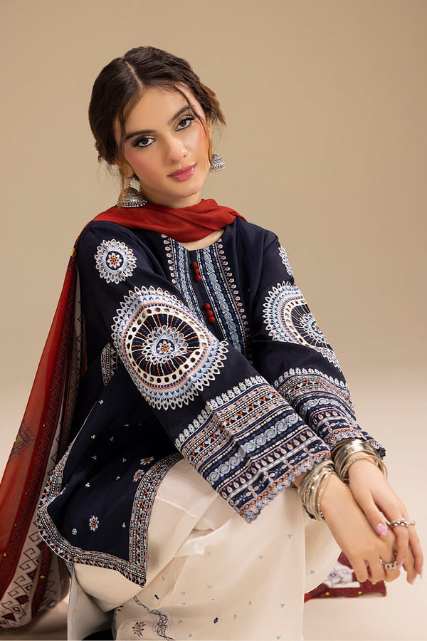 '- UNSTITCHED 3PC DHANAK EMBROIDERED SUIT 241