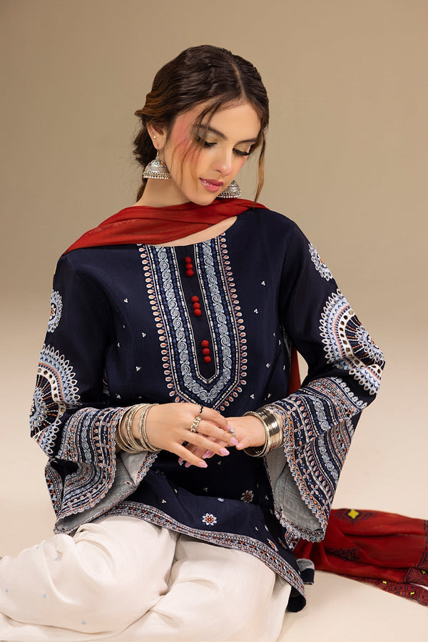 '- UNSTITCHED 3PC DHANAK EMBROIDERED SUIT 241