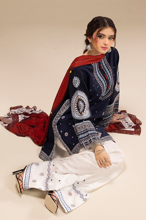 '- UNSTITCHED 3PC DHANAK EMBROIDERED SUIT 241