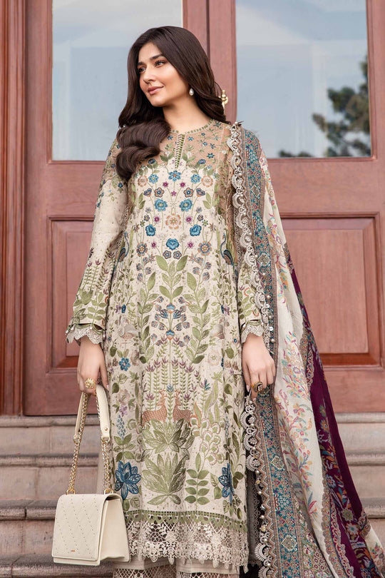Dhanak-3PC Unstitch Embroidered Shirt with Digital Printed Wool Shawl -669