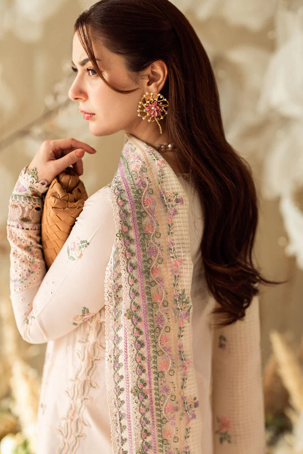 3PC LAWN EMBROIDERED SHIRT WITH COTTON NET EMBROIDERED DUPATTA AND TROUSER - 10013