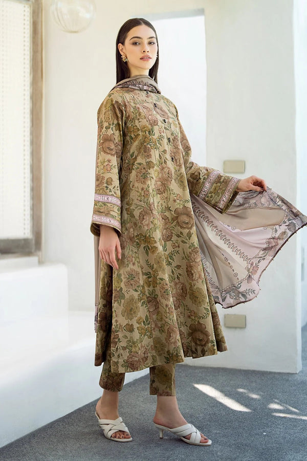 3 Piece Digital Printed Khaddar Shirt with Khaddar Dupatta BK 177