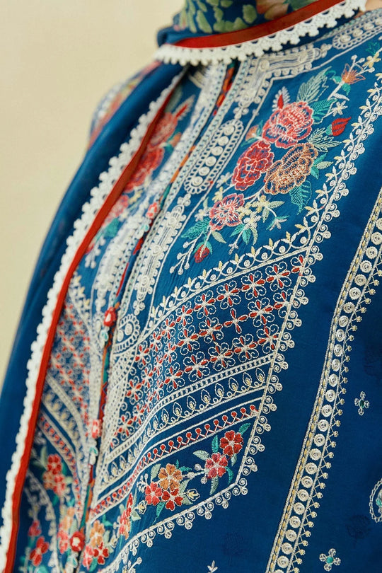 3 Piece Embroidered Lawn Shirt and Trouser with Printed Poly Lawn Dupatta ZS 50L