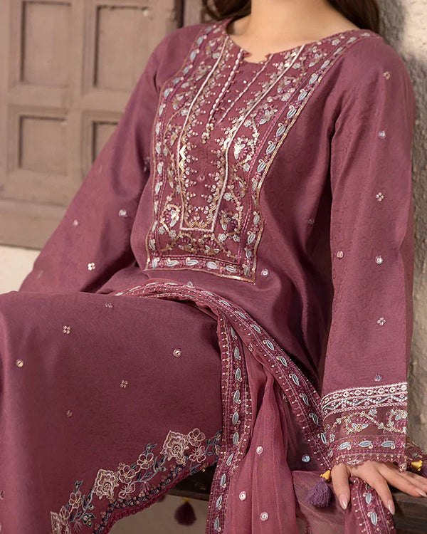 Lawn-3PC Embroidered Shirt with Chiffon Embroidered Dupatta- 1321