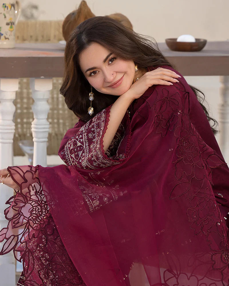 Dhanak -3PC Embroidered Shirt with Organza Embroidered Dupatta 1351W
