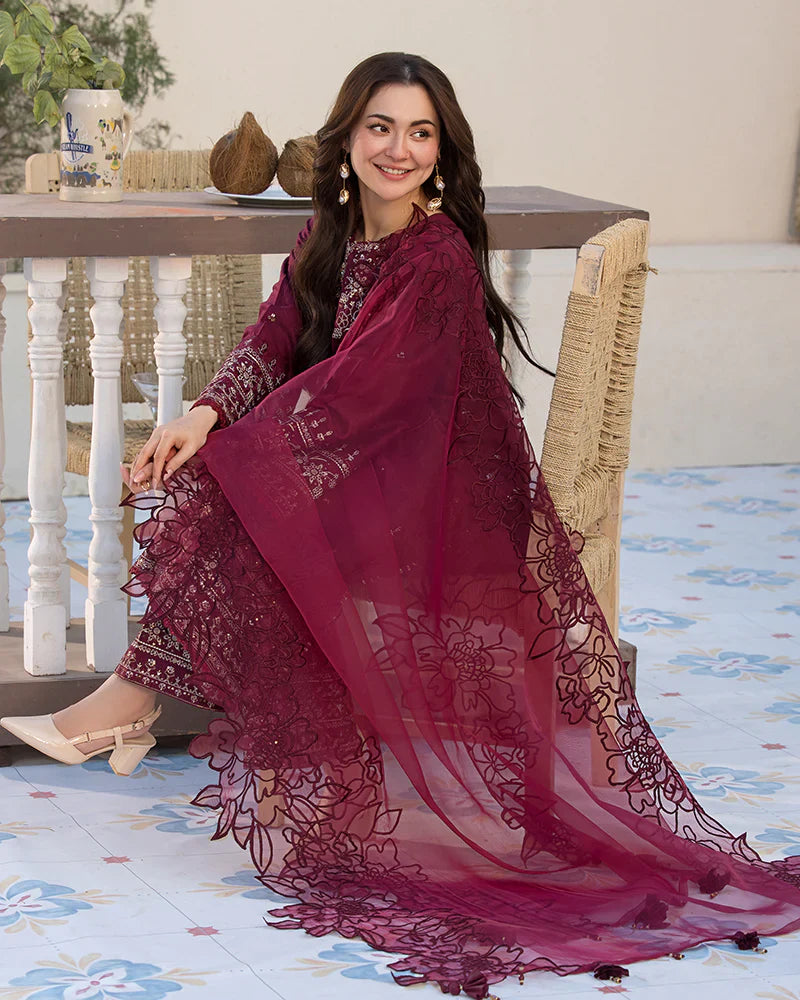 Dhanak -3PC Embroidered Shirt with Organza Embroidered Dupatta 1351W
