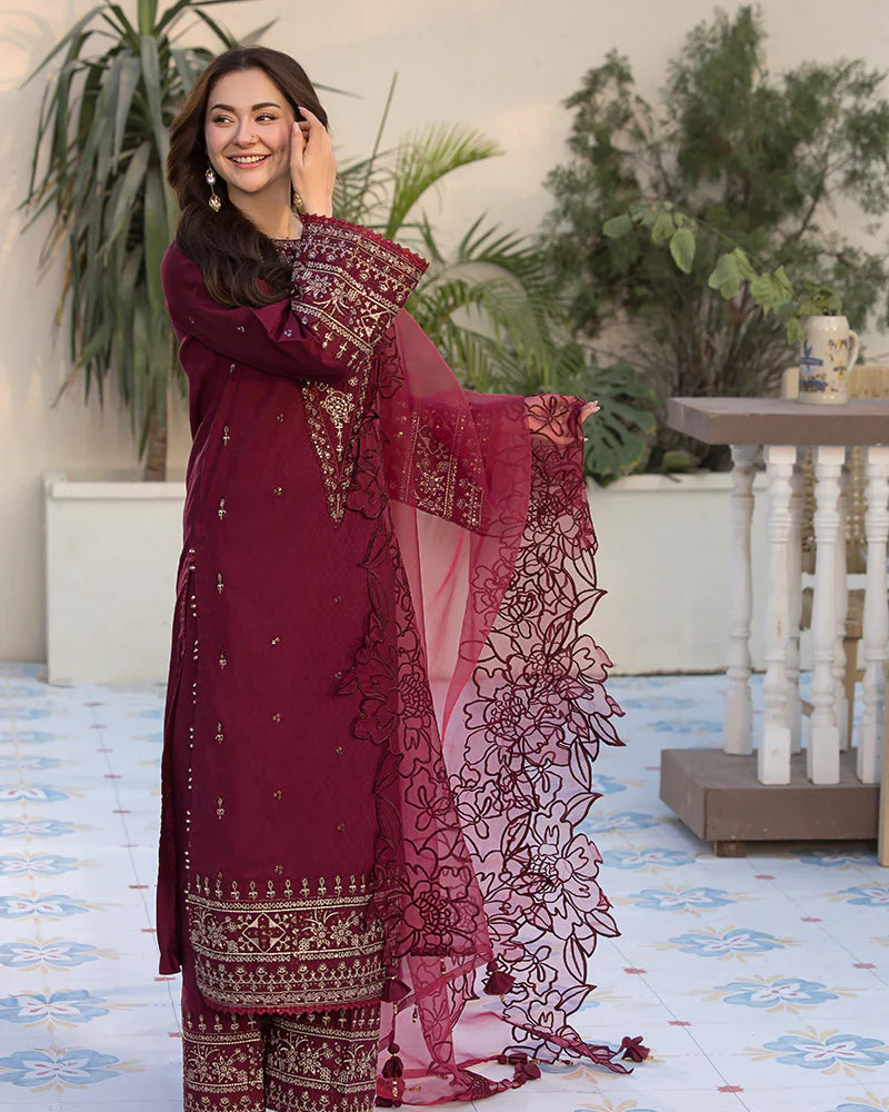 Dhanak -3PC Embroidered Shirt with Organza Embroidered Dupatta 1351W