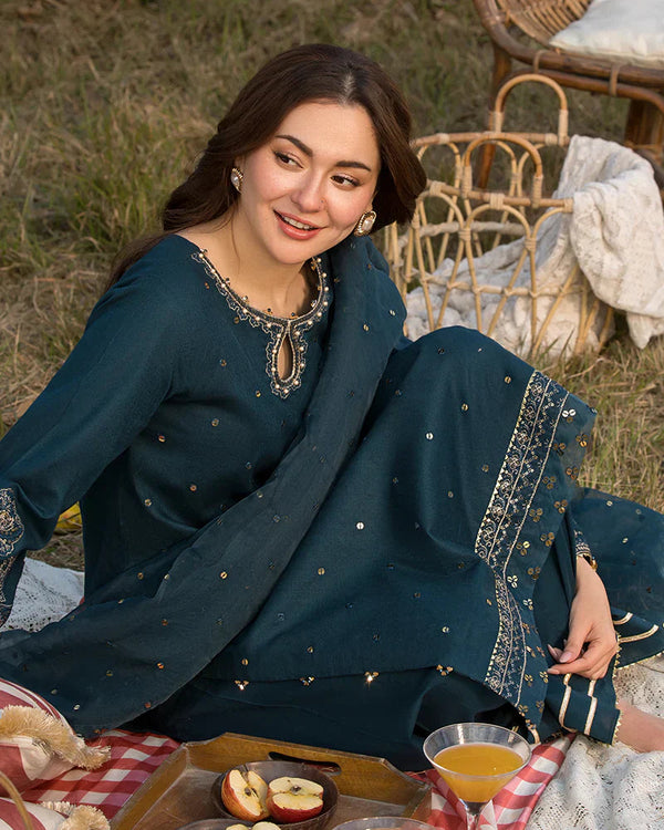 Lawn-3PC Embroidered Shirt with Organza Embroidered Dupatta- 1350 L