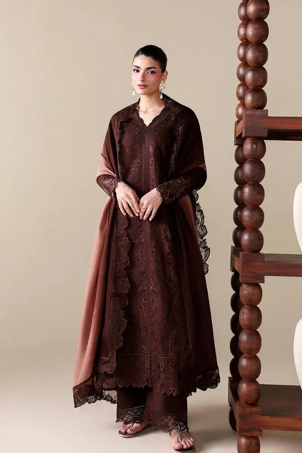 BATIK-3PC DHANAK EMBROIDERED SHIRT WITH COURTRAI WOOL PRINT EMBROIDERED SHAWL AND TROUSER v60