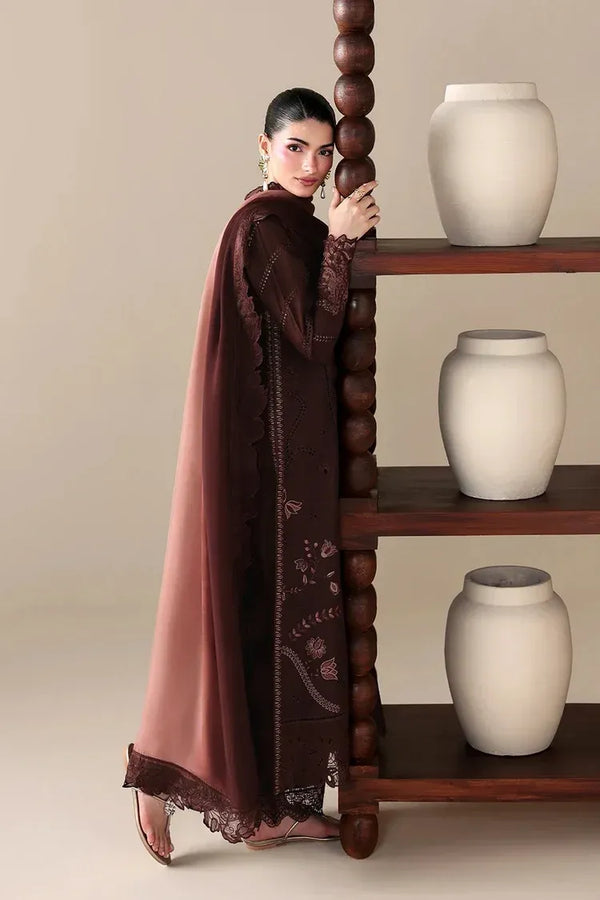 BATIK-3PC DHANAK EMBROIDERED SHIRT WITH COURTRAI WOOL PRINT EMBROIDERED SHAWL AND TROUSER v60