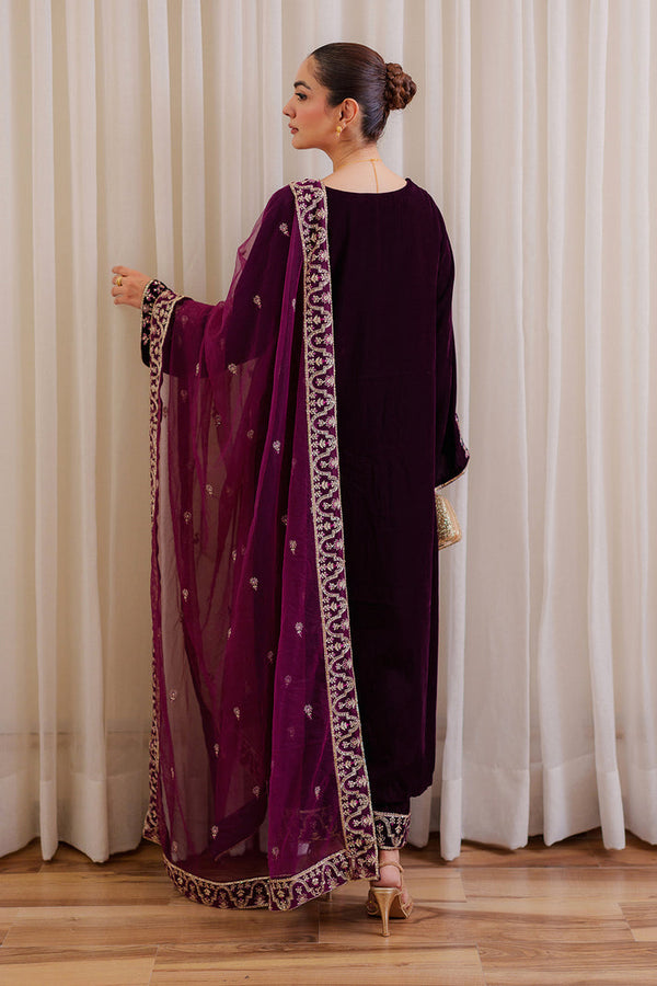 VELVET 3PC EMBROIDERED WITH CHIFFION EMBROIDERED DUPATTA V65