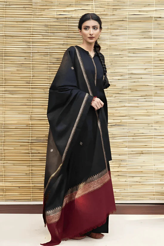 3PC-Dhanak suit with Woolen Shawll BR-1075B