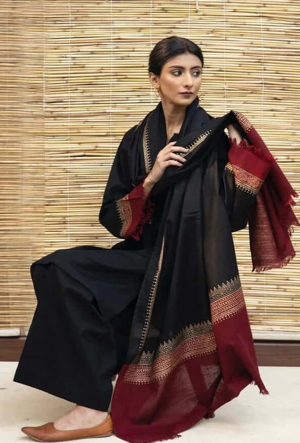 3PC-Dhanak suit with Woolen Shawll BR-1075B