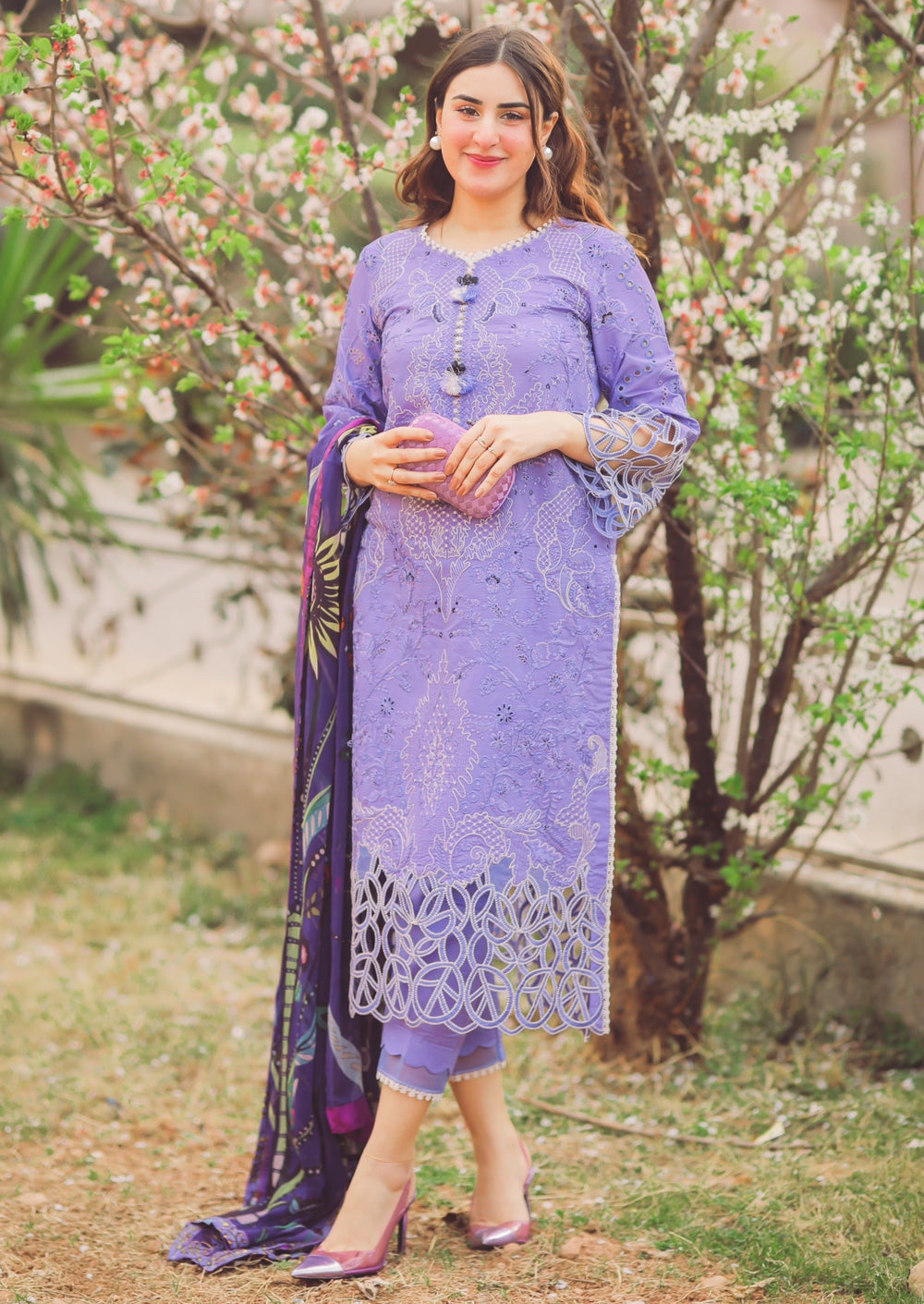 3 Piece Embroidered Lawn Shirt with Digital Printed Poly lawn Dupatta MS 04