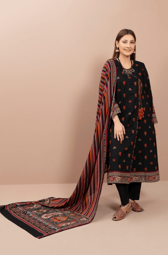 3 Piece - Unstitched Fully Embroided Dhanak Fabric With Wool Shawl KS-725