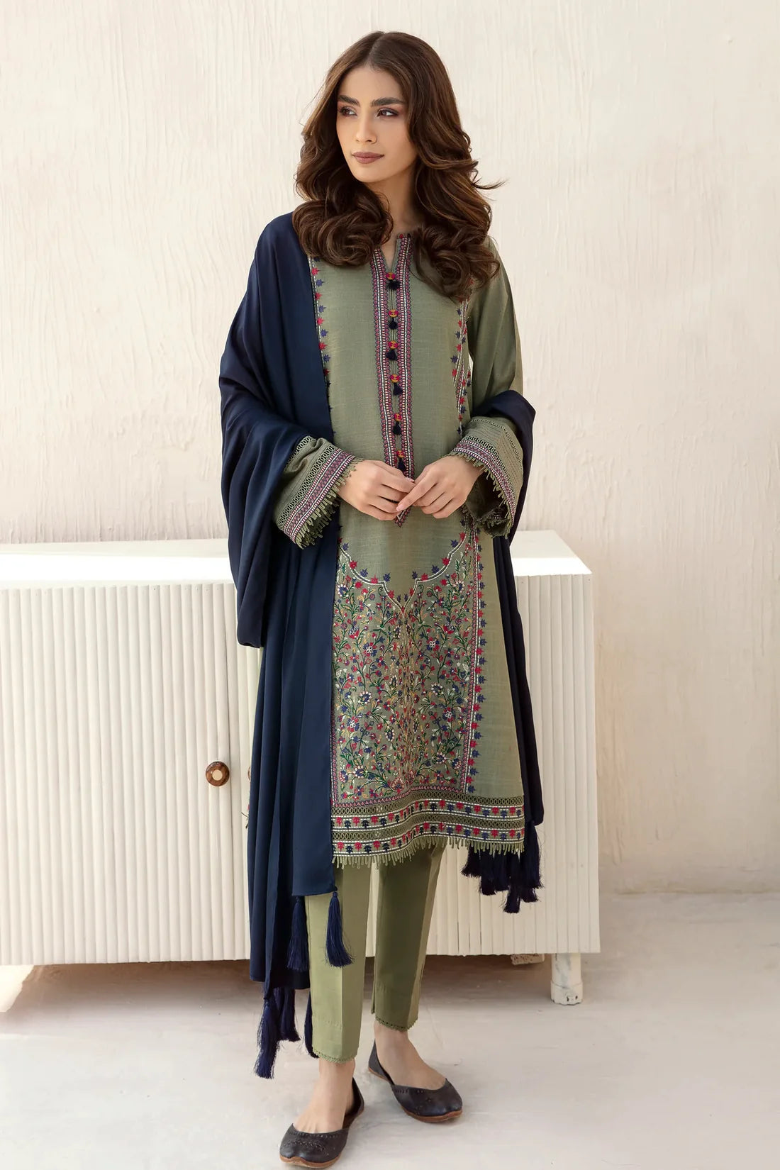 3-Piece Unstitched Fully Embroided Dhanak Suit JZ-710