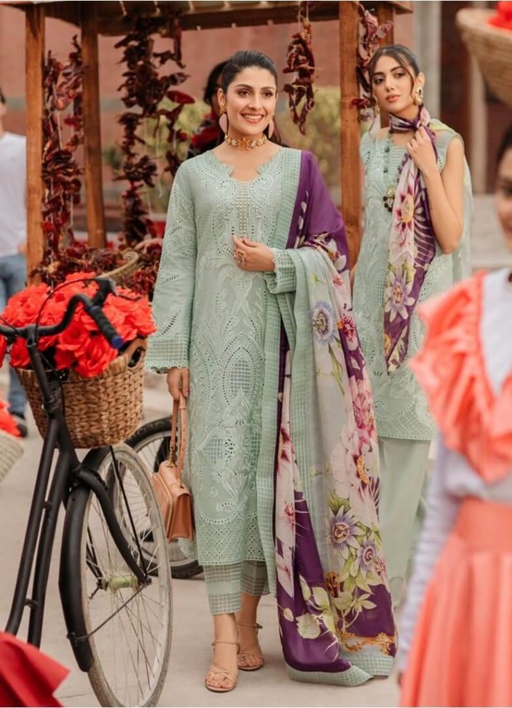 Digital Printed Lawn Shirt with Patch Digital Printed Lawn trouser with Patch  Digital Printed Chiffon Dupatta C-501