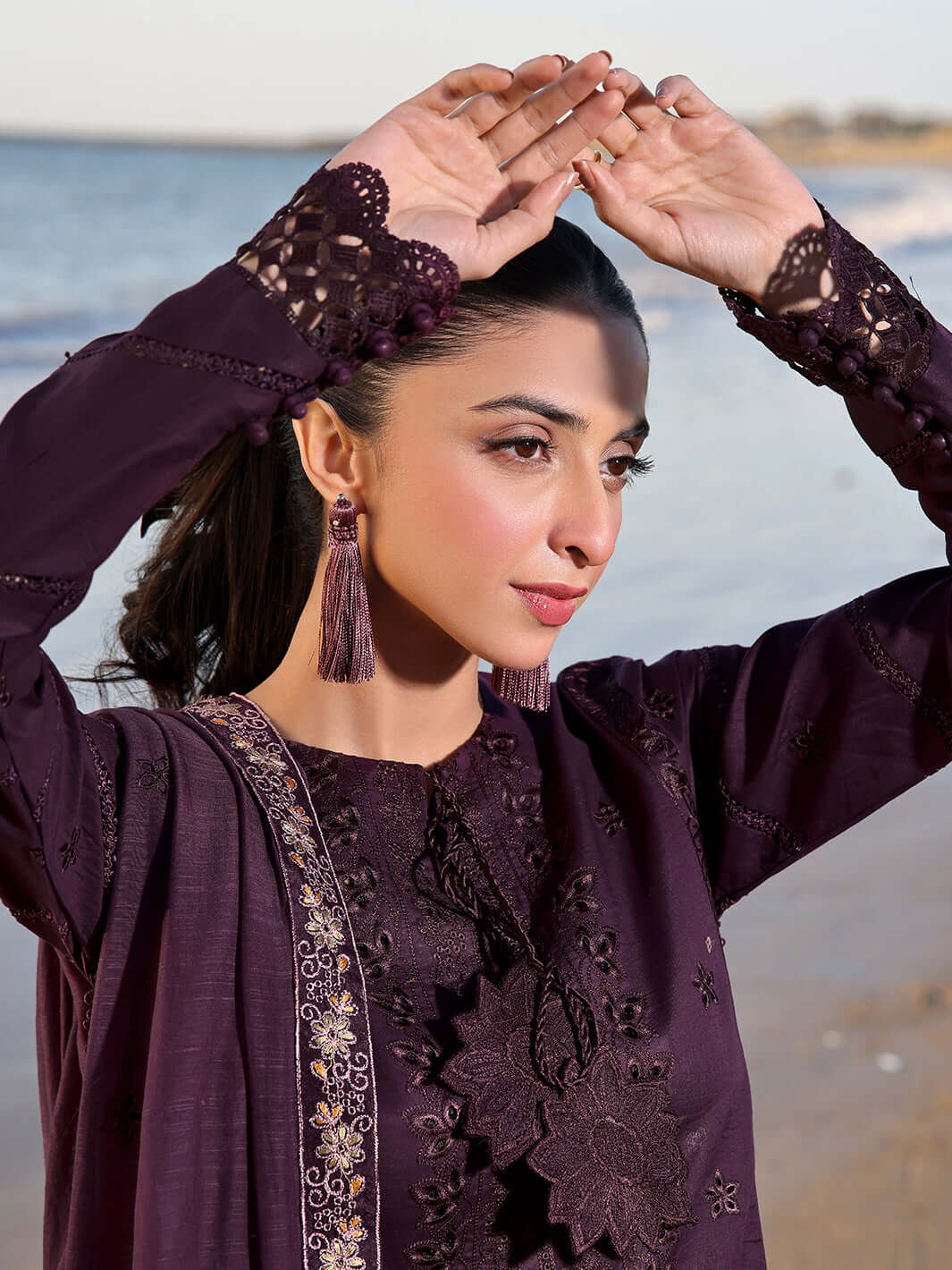 3-Piece Unstitched Heavy Embroidered Chickan Kaari Dhanak Suit ( Full Embroidered Dhanak Dupatta ) IZ-813