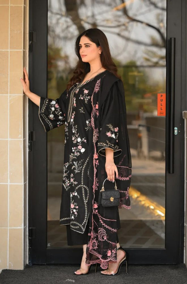 Summer 3Piece Lawn Embroidered Suit V 731